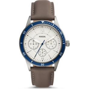 Uhrenarmband Fossil BQ2341 Leder Grau 22mm